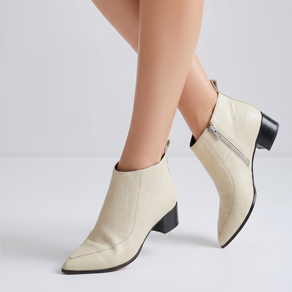 🤍 Everlane Made in Italy Pebbled Leather Ankle‎ Boots Size 7.5